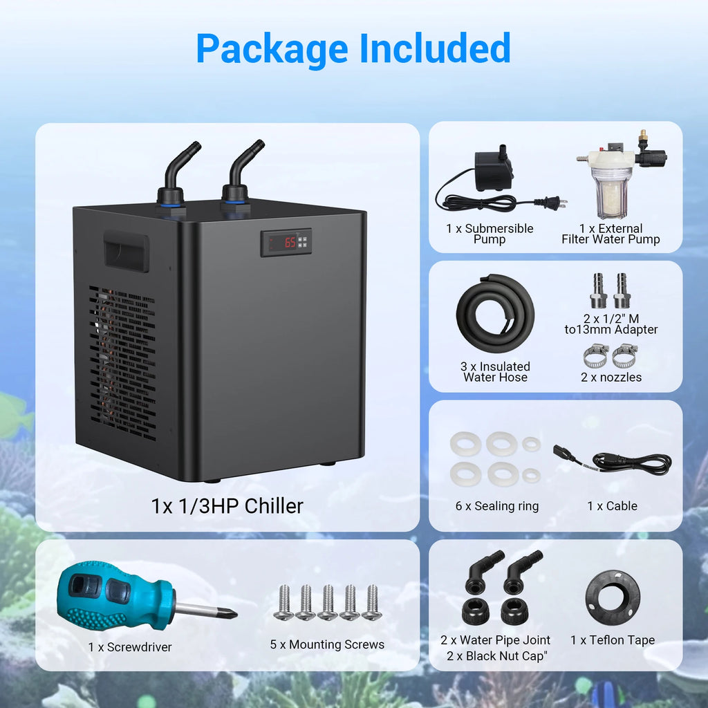 Coldera Chill — 1/3 HP Water Chiller with Filter & Pump