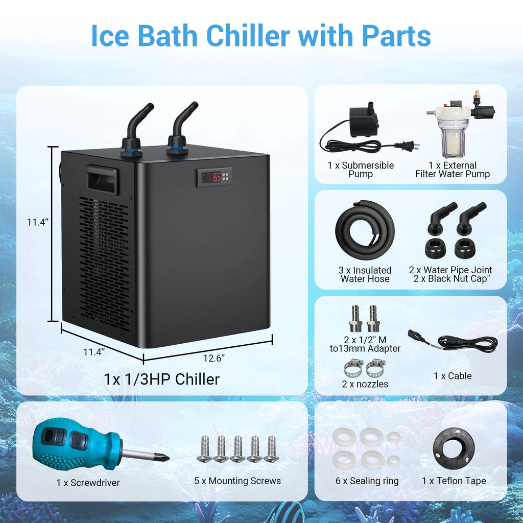 Coldera Chill — 1/3 HP Water Chiller with Filter & Pump