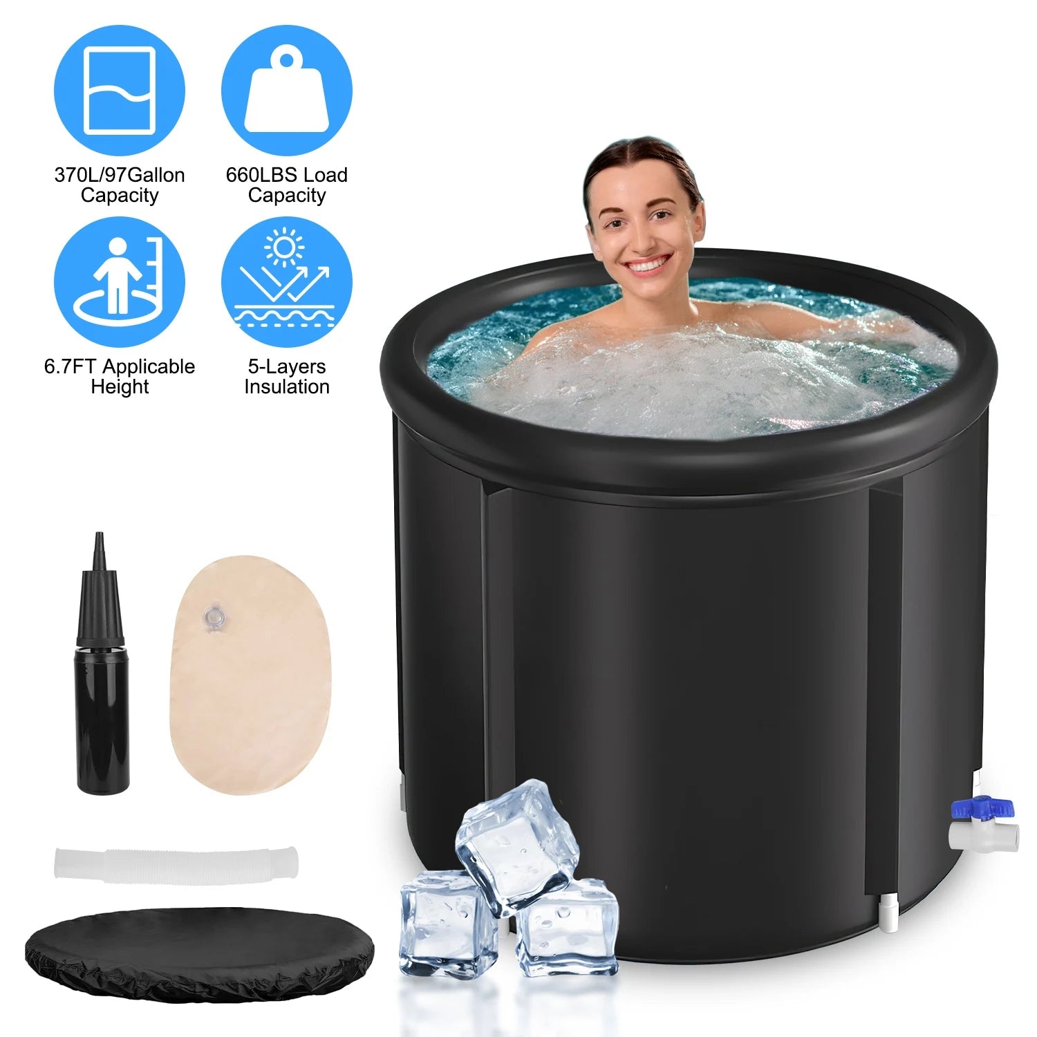 Coldera Core — Foldable Ice Bath Tub (97 Gal)